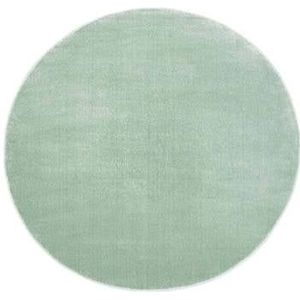 Tapeso Rond vloerkleed effen velours Gala - mintgroen - 120 cm rond