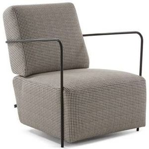 Kave Home - Gamer Fauteuil pied-de-poule-stof en metaal met zwarte