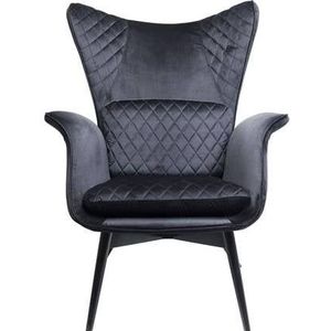 Kare Design Tudor Fauteuil - Fluweel Zwart