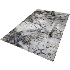 Flycarpets Carrara Grijs Goud Vloerkleed Marmer Design