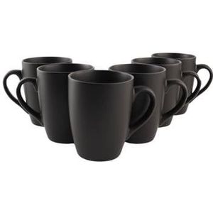 OTIX Koffiekopjes met Oor Set van 6 Koffietassen Mat Zwart 340ml