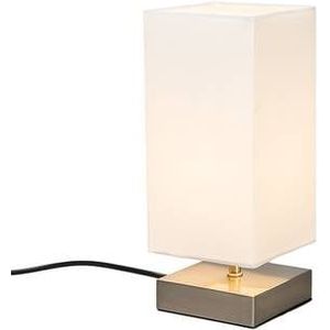 QAZQA Moderne tafellamp wit met staal - Milo