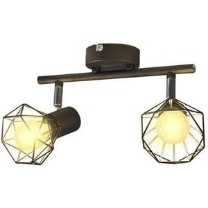 vidaXL Lamp industrieel met 2 LED's zwart