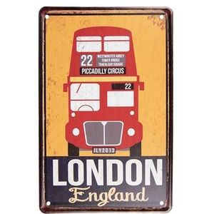 Clayre & Eef Wanddecoratie 20x30 cm Geel Rood Metaal London England