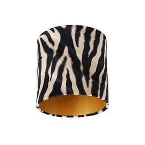 QAZQA Velours lampenkap zebra dessin 20|20|20 gouden binnenkant