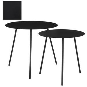 Mica Decorations Pontus Bijzettafel - Set van 2 - H45 x Ø55 cm - Zwart