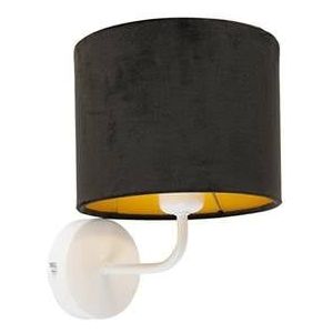QAZQA Vintage wandlamp wit met zwarte velours kap - Matt