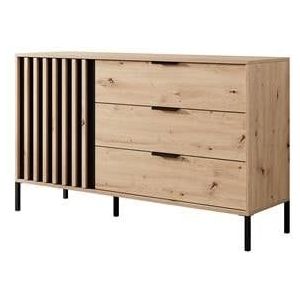 Meubella - Commode Tasha - Eiken - Antraciet - 138 cm