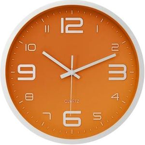 LW Collection keukenklok oranje 30cm - kleine wandklok oranje - muurklok - stille klok - stil uurwerk