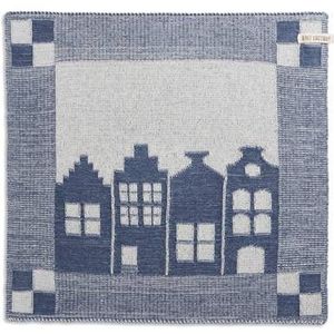 Knit Factory Gebreide Keukendoek House - Ecru|Jeans - 50x50 cm