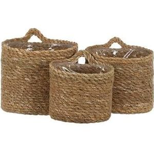 Mica Decorations Atlantic Plantenmand Hangend Set van 3 - Lichtbruin