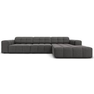 Cosmopolitan Design Chicago Hoekbank met Chaise Longue Rechts - Velvet - Grijs