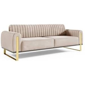 NADUVI - Nouveau - 3-Zitsbank - Cremekleurig - Fluweel - Goudkleurig
