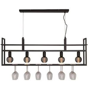 Freelight - Hanglamp Barista 5 lichts met rek L 120 cm zwart