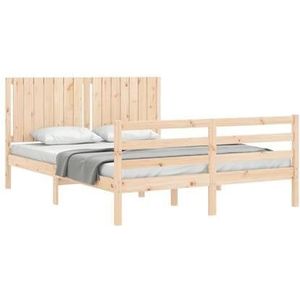 vidaXL Bedframe met hoofdbord massief hout