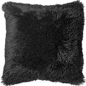 Dutch Decor FLUFFY - Kussenhoes 60x60 cm - superzacht - XL kussensloop - Raven - zwart - met rits