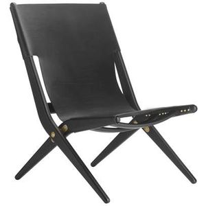 Audo Copenhagen Saxe fauteuil zwart eiken, zwart leder