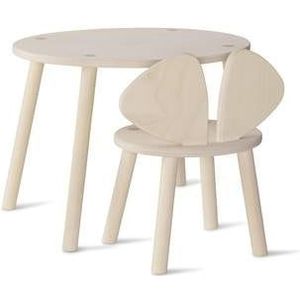 Nofred Mouse kinderstoel + kindertafel set berken