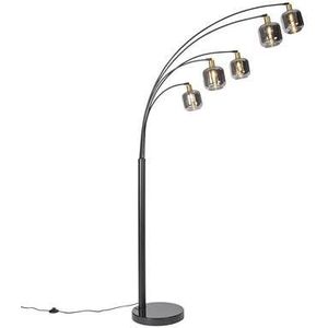 QAZQA Zuzanna - Moderne Vloerlamp - Staande Lamp - 5 Lichts - H 221 cm - Zwart Goud