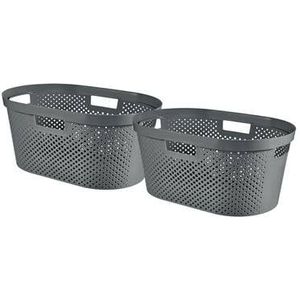 Curver Infinity Recycled Dots Wasmand - 40L - 2 stuks - Donkergrijs