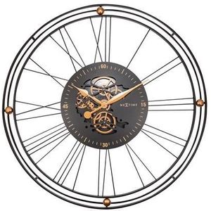 NeXtime - Roman Gear Clock XXL - 90.5cm - Zwart|Goud - Metaal -