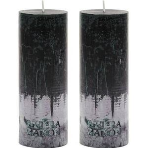 Riviera Maison Stompkaarsen,Pillar Candle ECO Zwart 7x18 cm -2 stuks