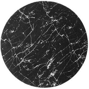 Rond wasbaar vloerkleed Marmer - Chloé zwart/wit 120 cm rond