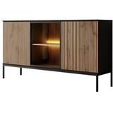 Meubella - Dressoir Legend - Mat zwart - Eiken - 154 cm