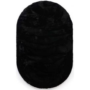 Ovaal hoogpolig vloerkleed - Comfy plus - zwart 230x330 cm
