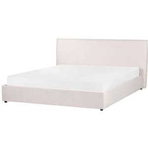 Beliani-LAVAUR-Bed met opbergruimte-Creme-180 x 200 cm-Fluweel