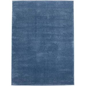 Effen vloerkleed velours Gala - donkerblauw 250x250 cm