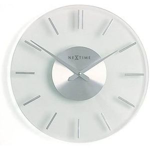 NeXtime - Wandklok- 31 cm- Glas|Aluminium- Transparant - &apos;Stripe&apos;