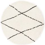 Rond hoogpolig vloerkleed ruit Artisan - wit/zwart 100 cm rond