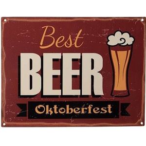 Clayre & Eef Tekstbord 33x25 cm Rood Ijzer Best Beer Oktoberfest