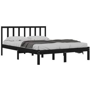 VidaXL Bedframe Massief Grenenhout Zwart 150x200 cm - King Size