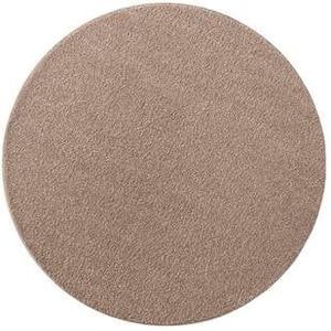 Tapeso Rond effen vloerkleed Qualis - taupe - 160 cm rond