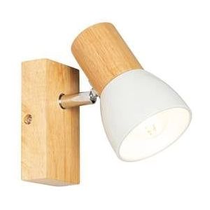 QAZQA Landelijke wandlamp hout met wit verstelbaar - Thorin