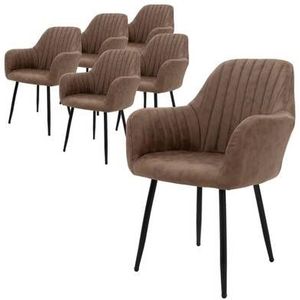 ML - Design Eetkamerstoelen - Bruin - PU Kunstleer - Set van 6