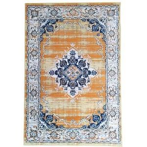 Flycarpets Sarande Vloerkleed Vintage - Oranje / Blauw - Laagpolig - 160x230 cm