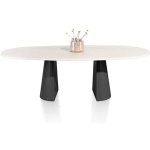 Xooon eetkamertafel LUND ovaal 210x120cm cone-poot zwart nebbia