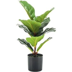 Groene kunstplant ficus Lyrata 55 cm in pot - Mooie decoratie kunstplanten voor binnen