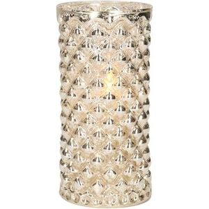 1x stuks luxe led kaarsen in zilver glas D7,5 x H15 cm - met timer - Woondecoratie - Elektrische kaarsen