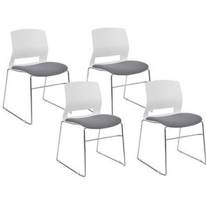 Beliani - GALENA - Set van 4 stoelen - Wit|Grijs - Polyester