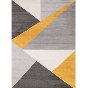 Flycarpets Sarande Modern Grijs / Geel Vloerkleed Geo Laagpolig - Tapijt - Voor binnen - 160x230 cm