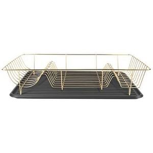 Present Time Afdruiprek - Linea Verguld met Mat Zwarte tray - 49x32x9,5cm - Scandinavisch