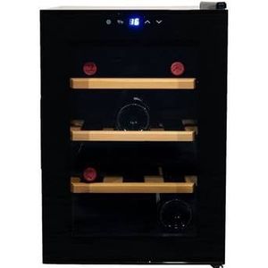 Vinata Premium Wijnkoelkast Vrijstaand Adamello - Zwart - 12 flessen - 53 x 35.9 x 54.7 cm - Glazen deur