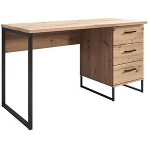 Meubella - Bureau Saturn - Eiken - Zwart - 137,5 cm