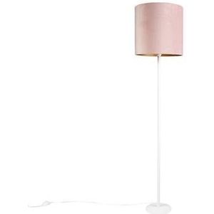 QAZQA Romantische vloerlamp wit met roze kap 40 cm - Simplo