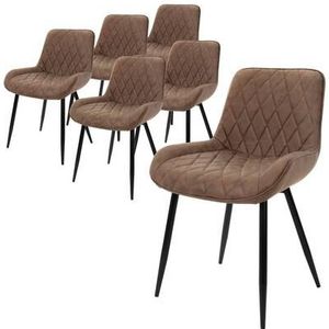 Eetkamerstoelen - Bruin en Zwart - PU Kunstleer - Set van 4