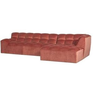 WOOOD Chaise Longue Rechts Allure - Fluweel - Blush - 79x324x165